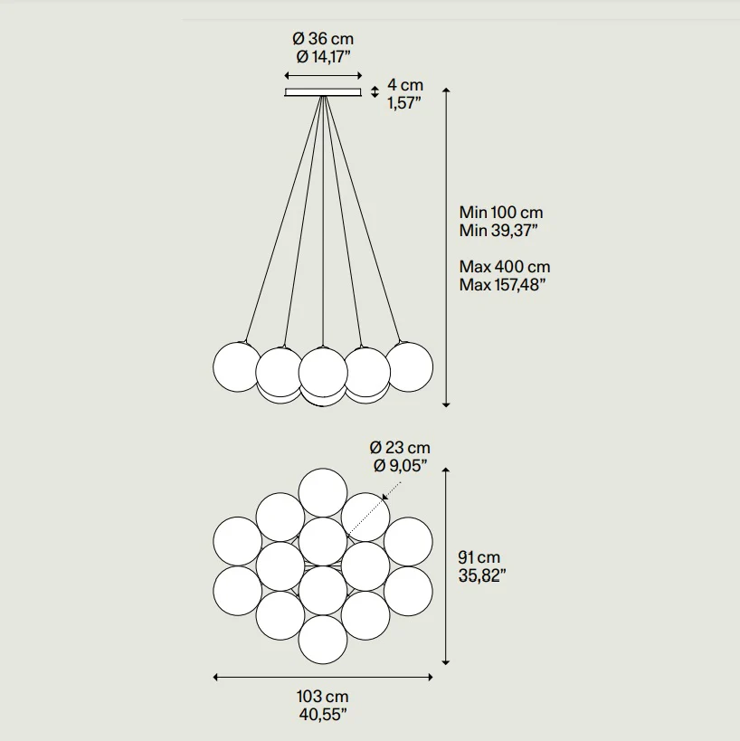 Random Cloud 14 Lights Ø23 Suspension Lamp