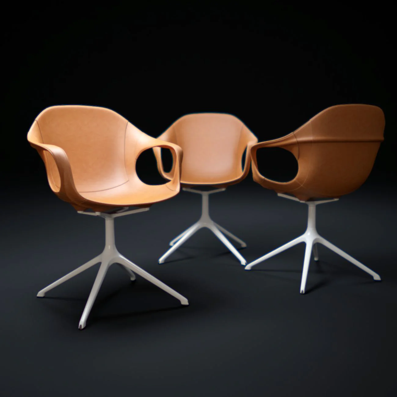 ELEPHANT Swivel Trestle Chair - Hide Upholstered Seat