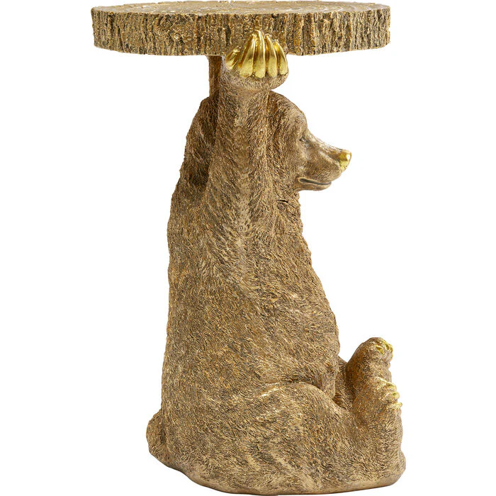 Side Table Animal Bear Gold 35x34cm