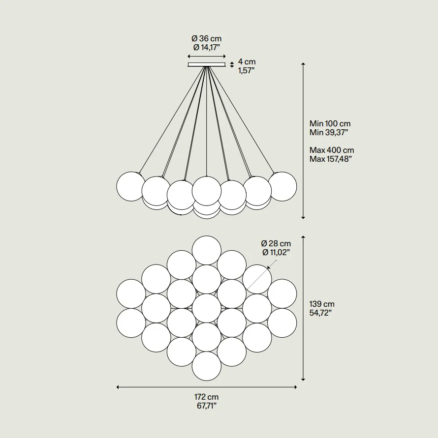 Random Cloud 23 Lights Ø28 Suspension Lamp