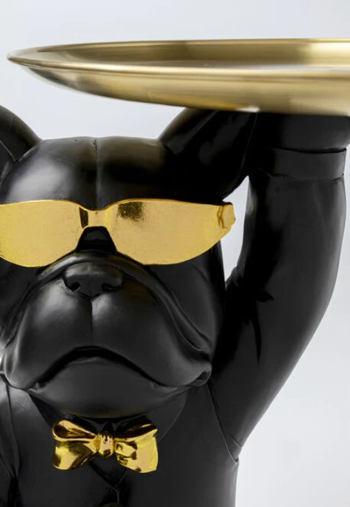 Side Table Cool Bulldog Tray Black 34x55cm