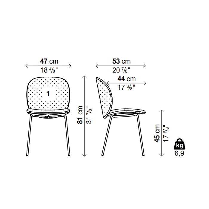 DUA Four Legs Chair  - Backrest 1