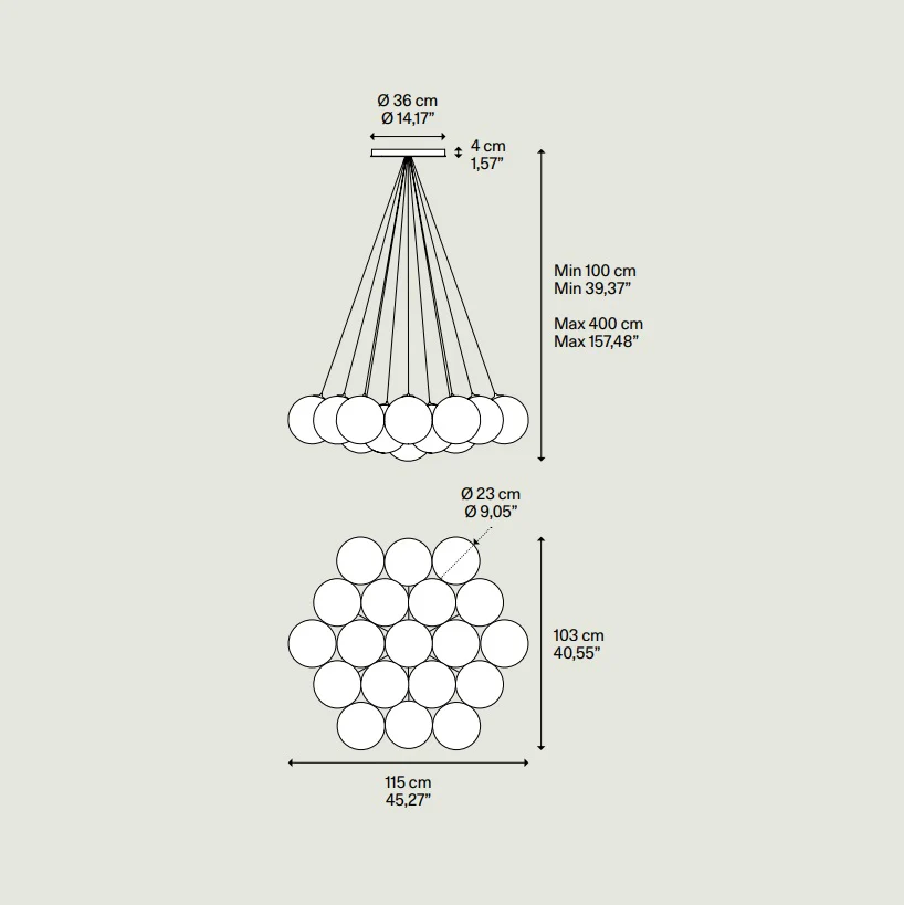 Random Cloud 19 Lights Ø23 Suspension Lamp