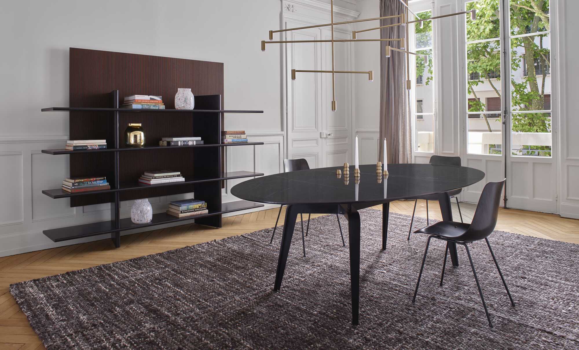 Odessa Oval Dining Table Black Lacquered Base