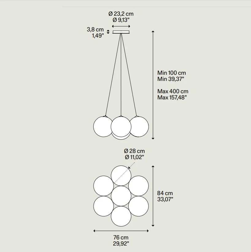 Random Cloud 7 Lights Ø28 Suspension Lamp