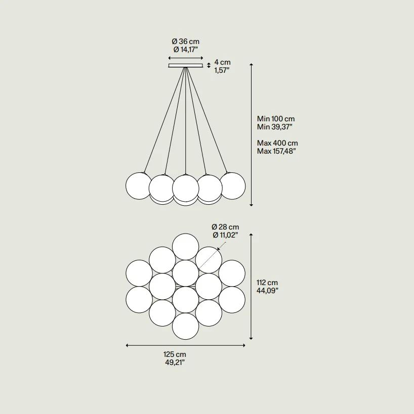 Random Cloud 14 Lights Ø28 Suspension Lamp