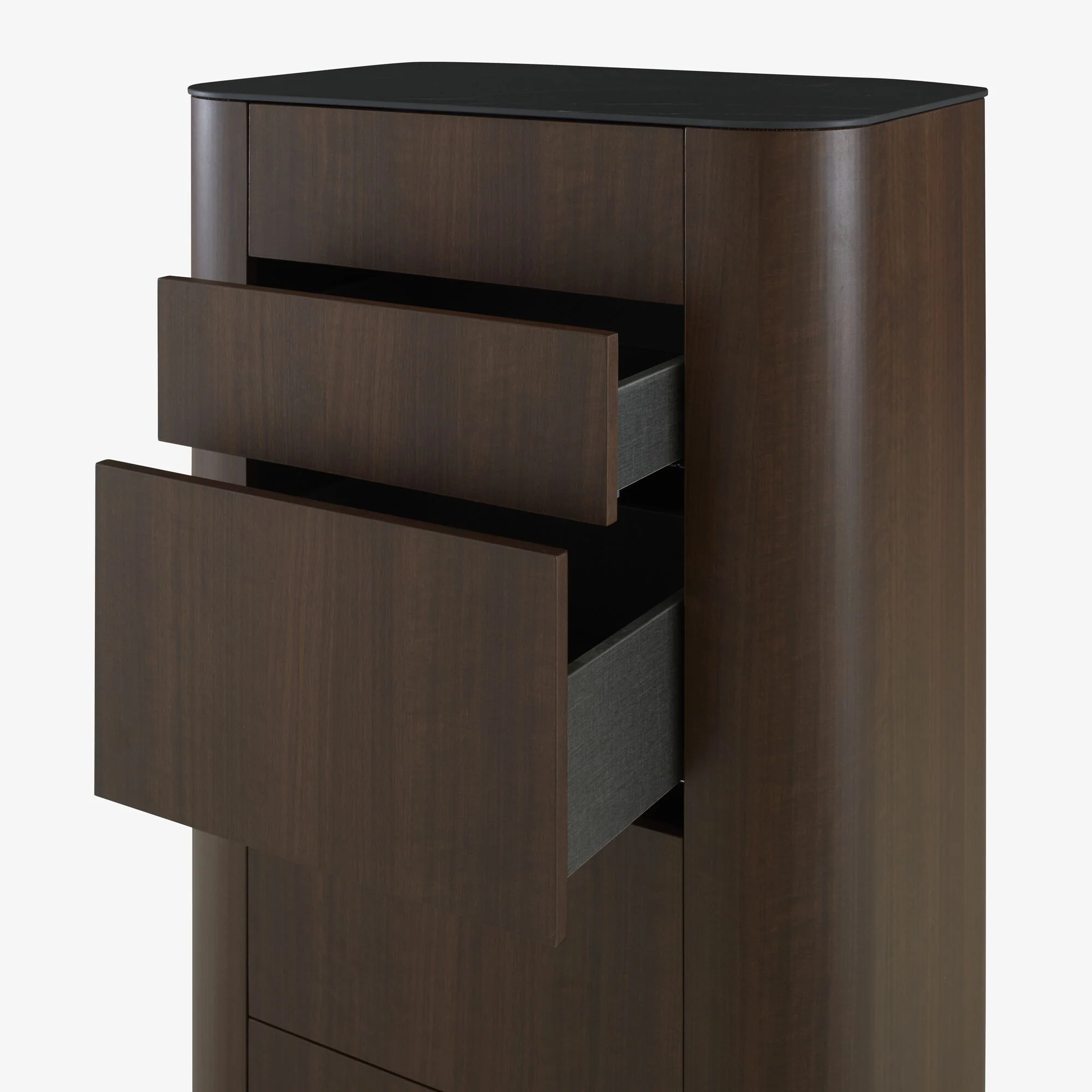 Parabole Chest Of Drawers Dark Walnut Marquinia Ceramic Stoneware Top