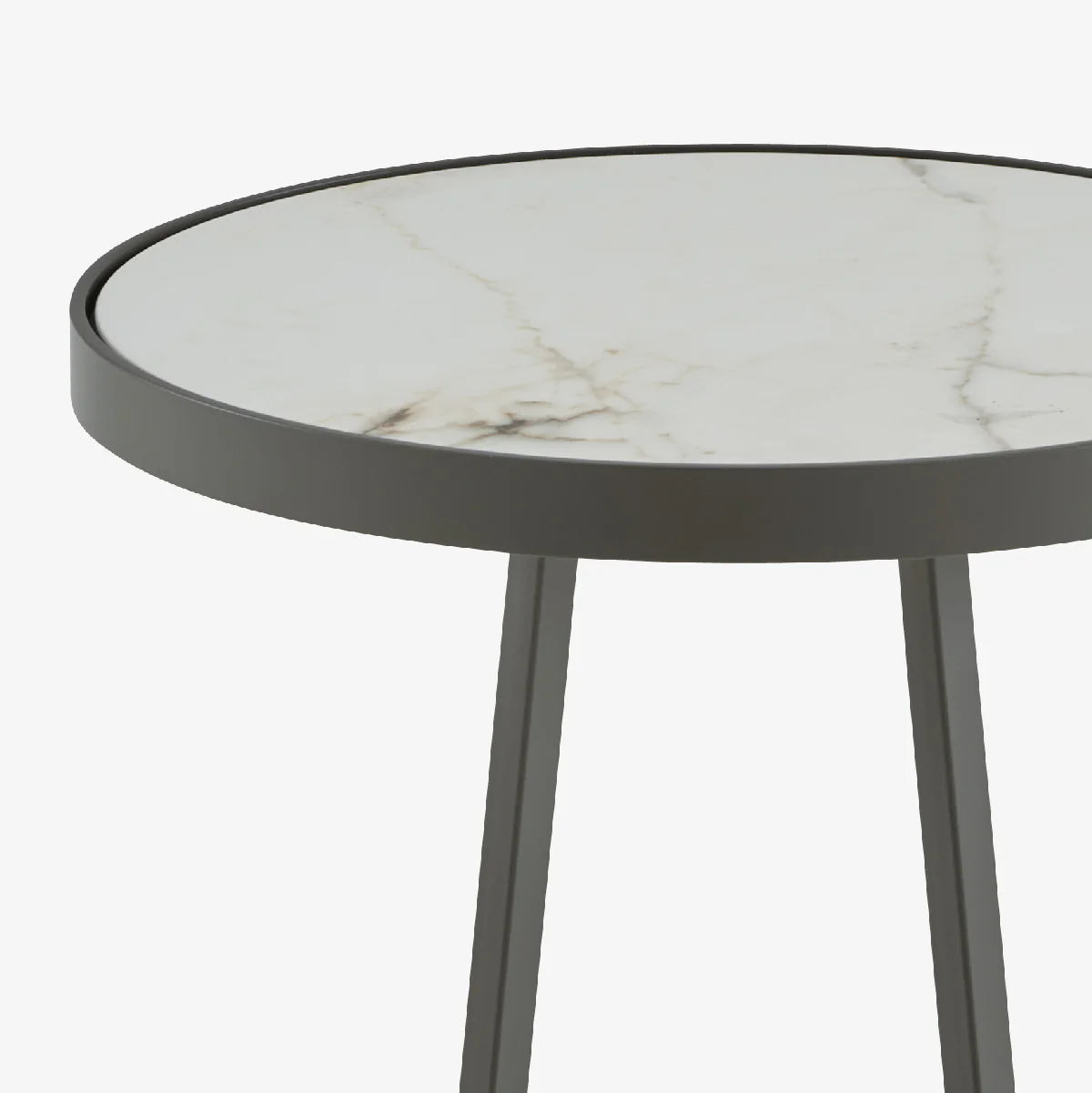 Circles Pedestal Table - Outdoor Top In White Marble-Effect Ceramic Stoneware Small