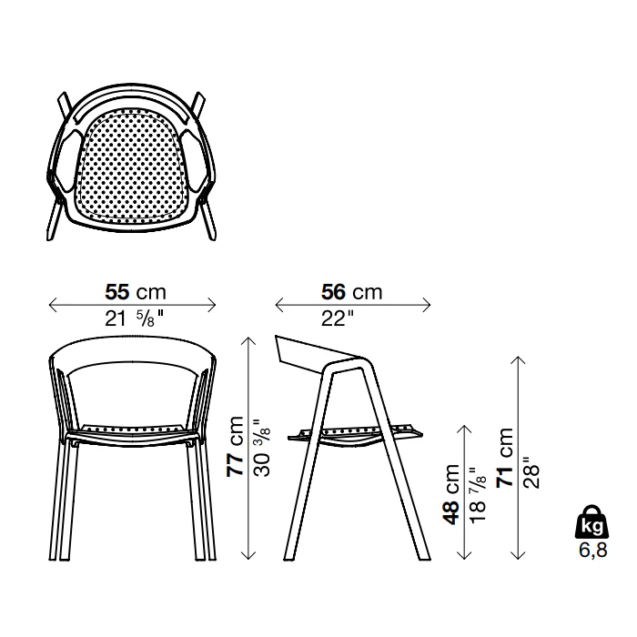 COMPAS Armchair with Fix Cushion