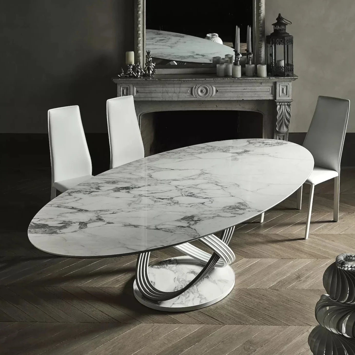 Fusion Elliptical Marble Table