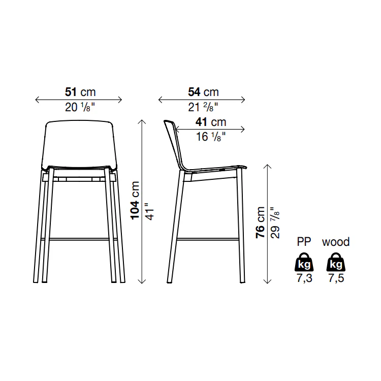 RAMA WOOD (HIGH BACK) Bar Stool