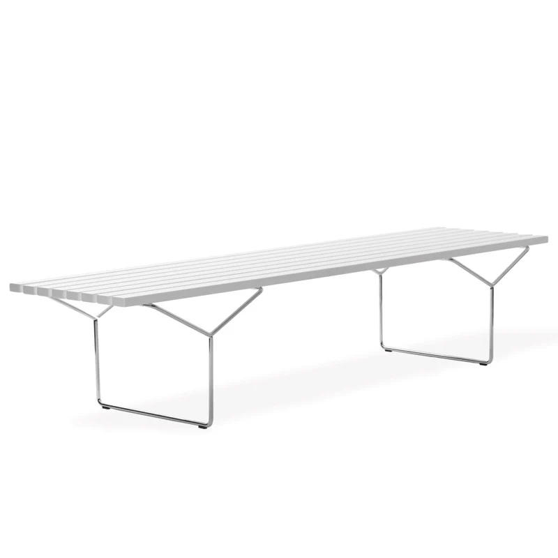 Bertoia Bench with White Acrylic Stone Slats