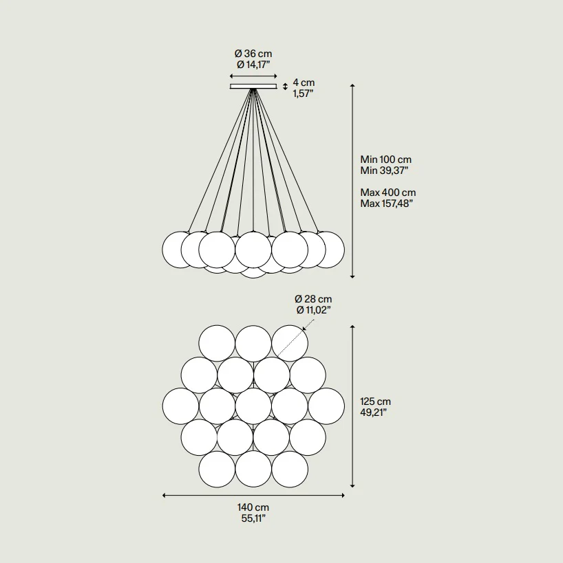 Random Cloud 19 Lights Ø28 Suspension Lamp