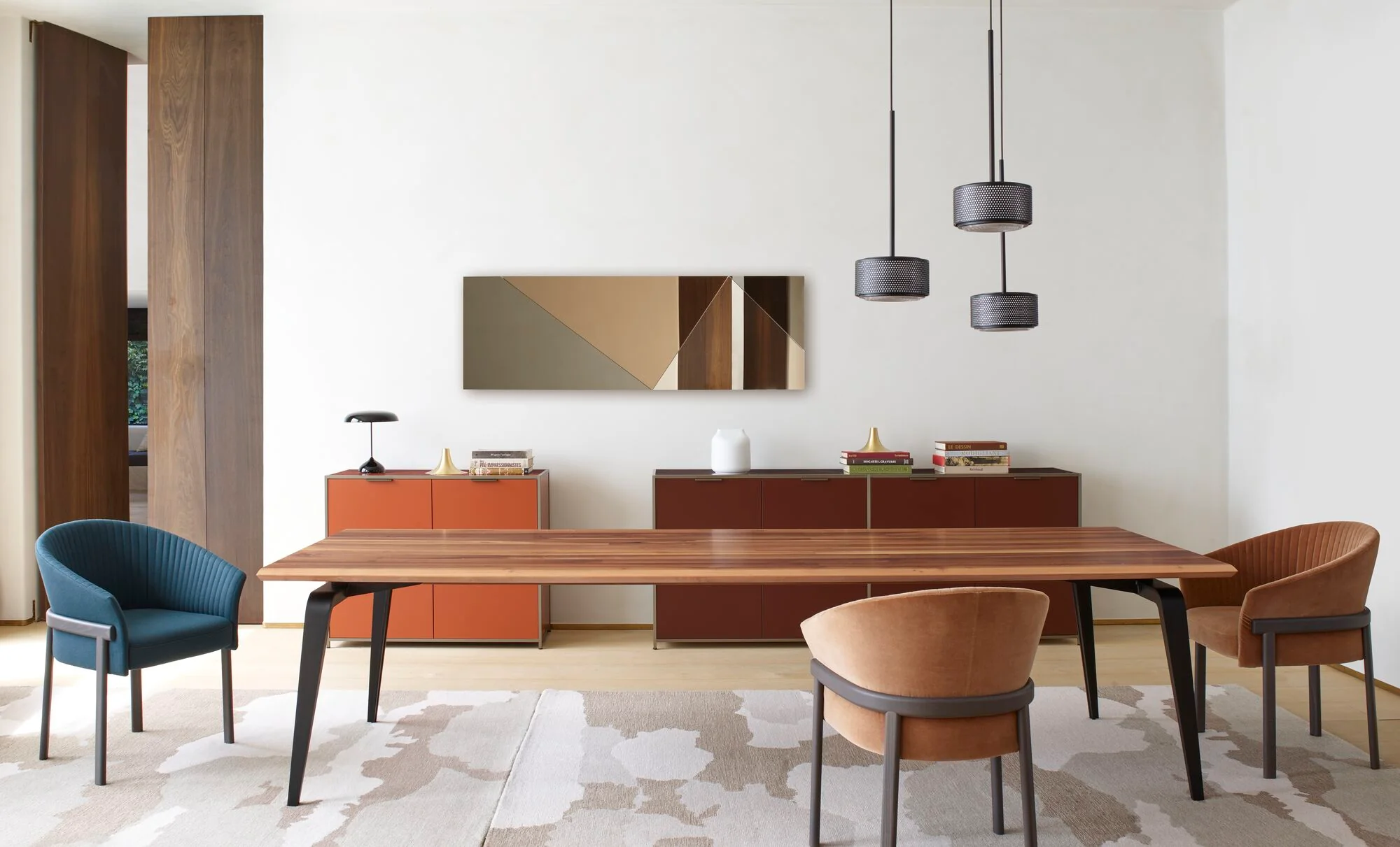 Odessa Rectangular Dining Table Black Lacquered Base