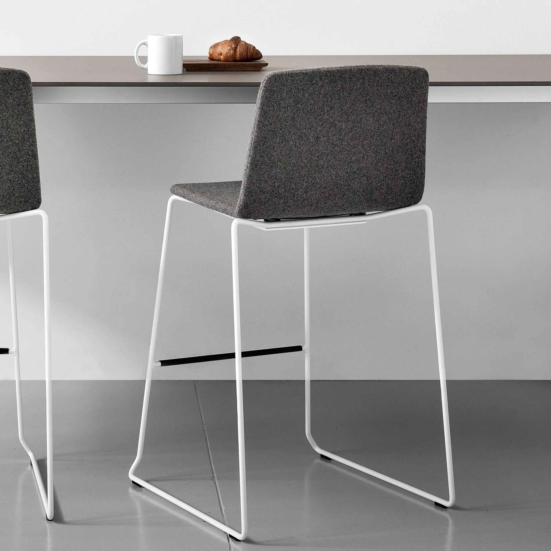 RAMA (HIGH BACK) Bar Stool on Sled Base - Fully Upholstered