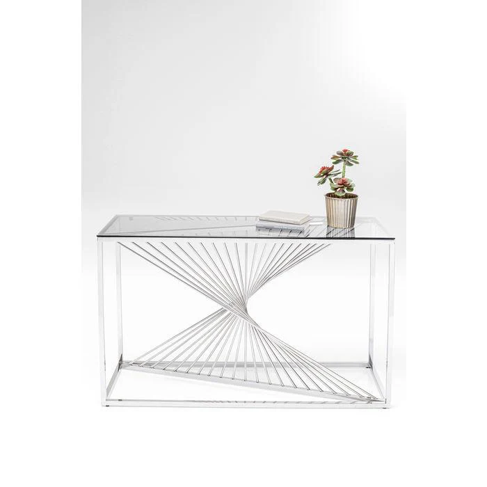 Console Laser silver/clear glass 120x40