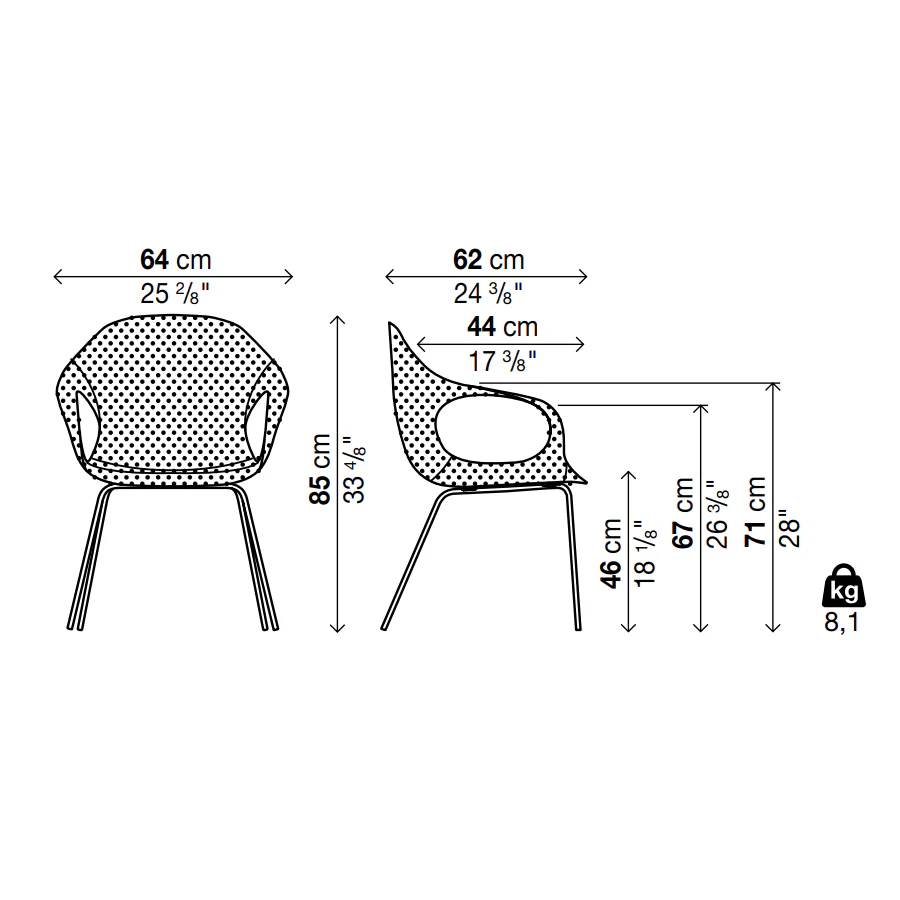 ELEPHANT Four Legs Chair - Fabric Upholstered Seat