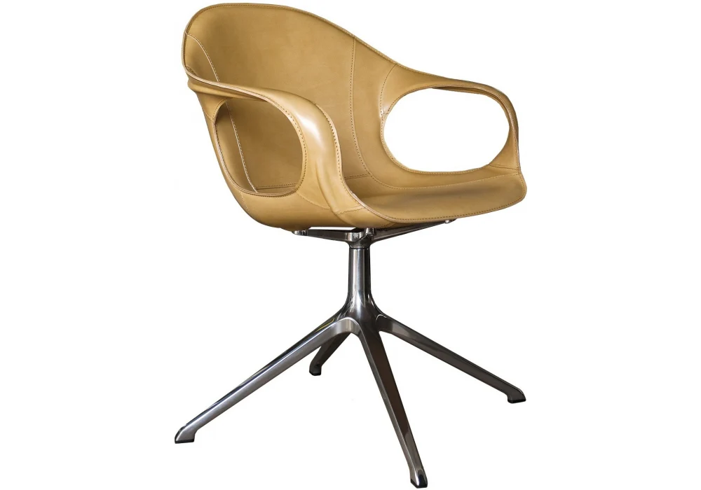 ELEPHANT Swivel Trestle Chair - Hide Upholstered Seat