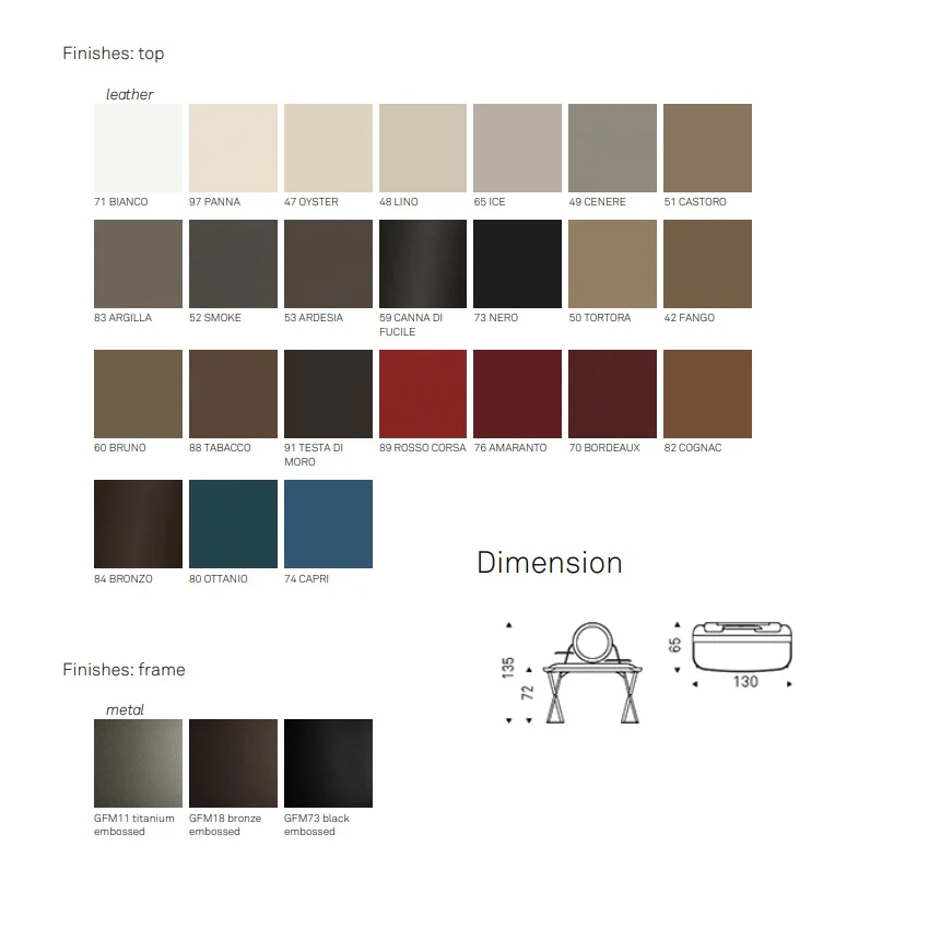 COCOON TROUSSE Leather Desk with Mirror Frame