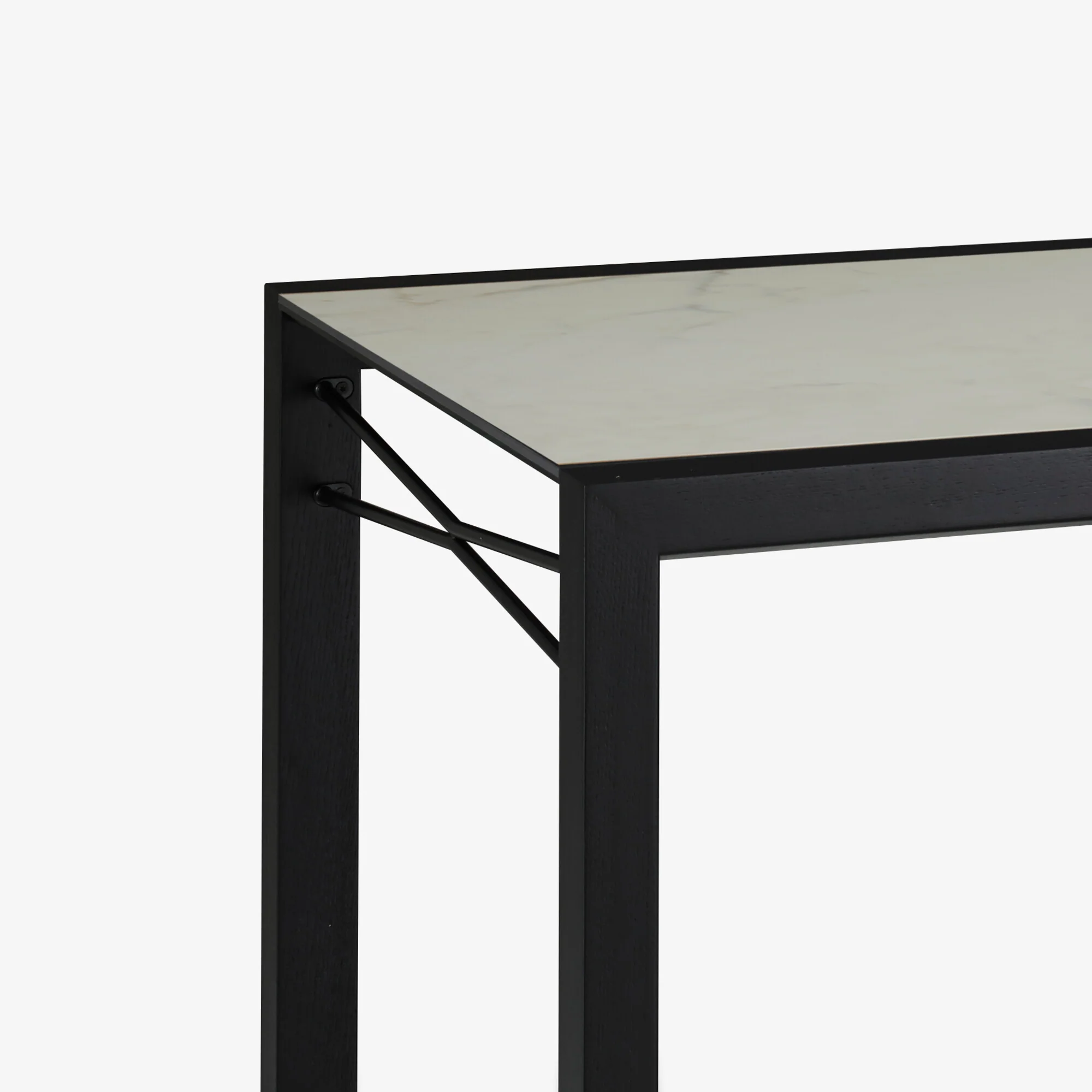 Extensia Dining Table Top In White Marble-Effect Ceramic Stoneware Base In Black Stained Ash