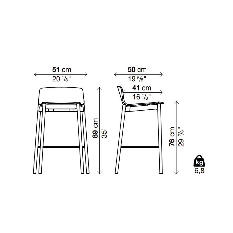 RAMA WOOD (LOW BACK) Bar Stool