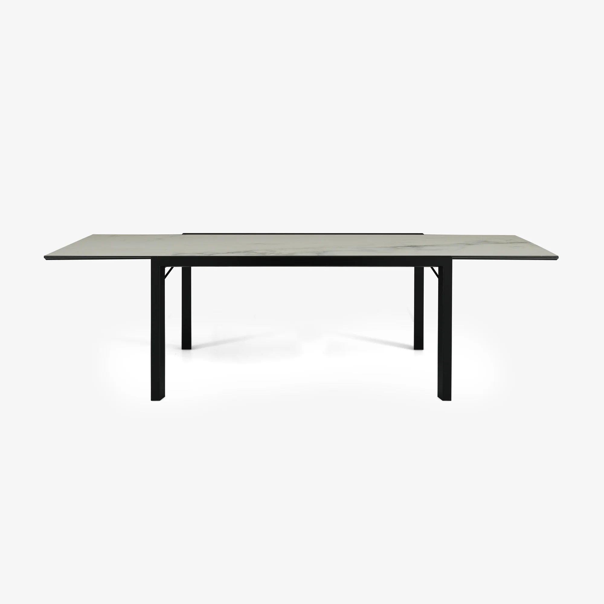 Extensia Dining Table Top In White Marble-Effect Ceramic Stoneware Base In Black Stained Ash