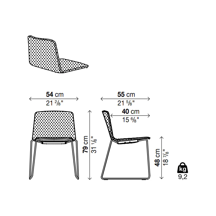 RAMA Chair Sled Base - Fully Upholstered