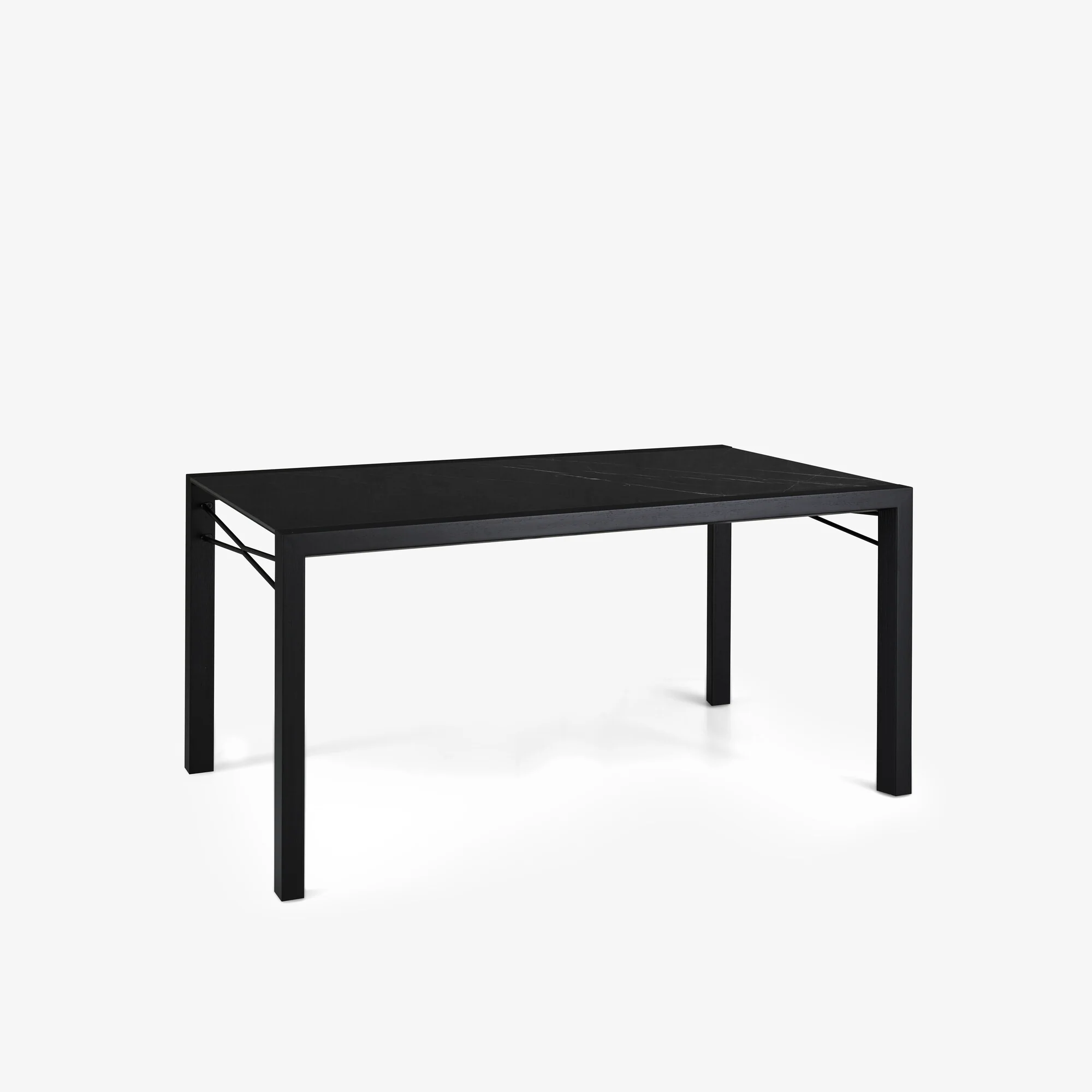 Extensia Dining Table Marquinia Ceramic Stoneware Top Base In Black Stained Ash