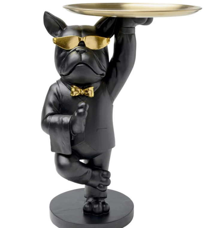 Side Table Cool Bulldog Tray Black 34x55cm