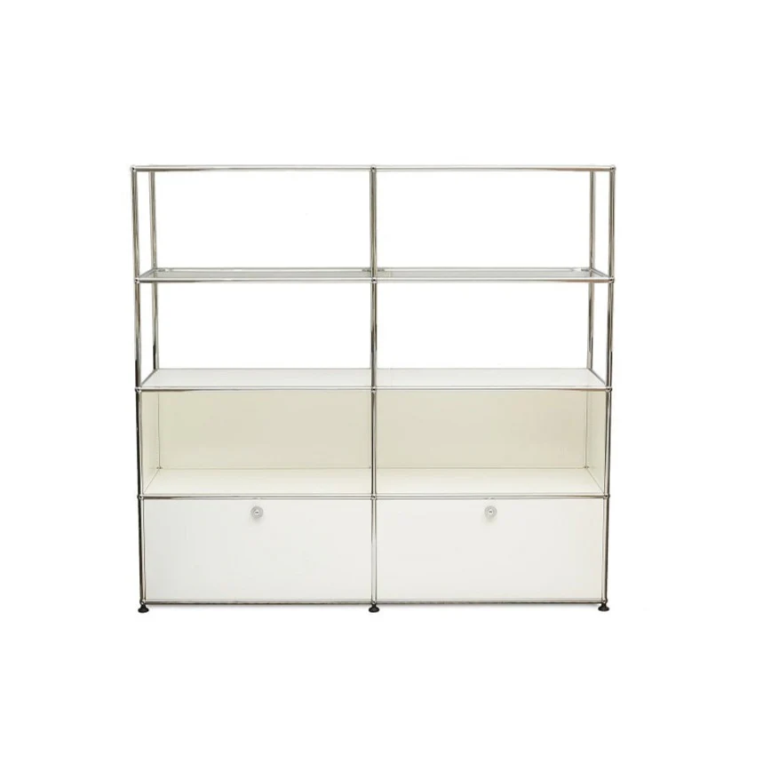 USM 2-Door Glass Panel Shelf - White