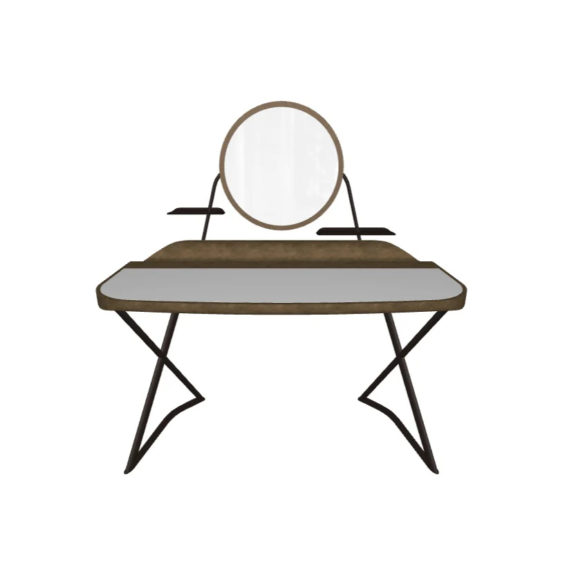 COCOON TROUSSE Leather Desk with Mirror Frame