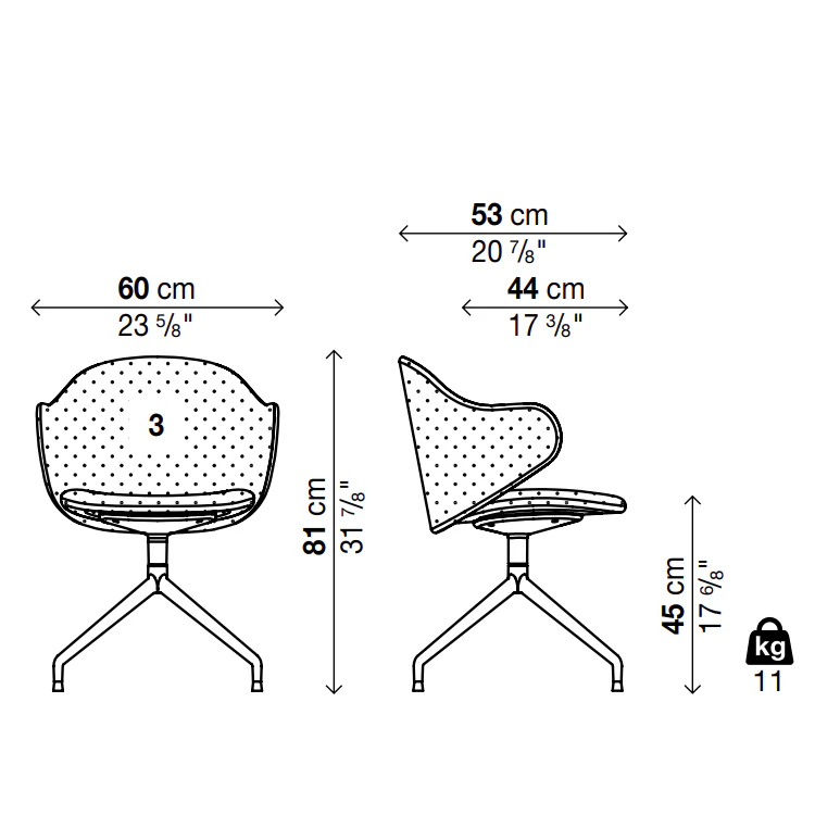 DUA Swivel trestle Chair - Backrest 3(With Armrest)