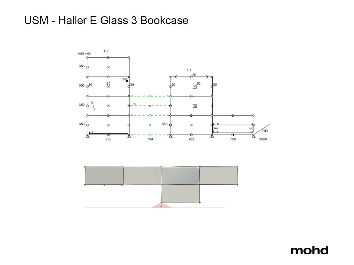 Haller E Glass 3 Bookcase