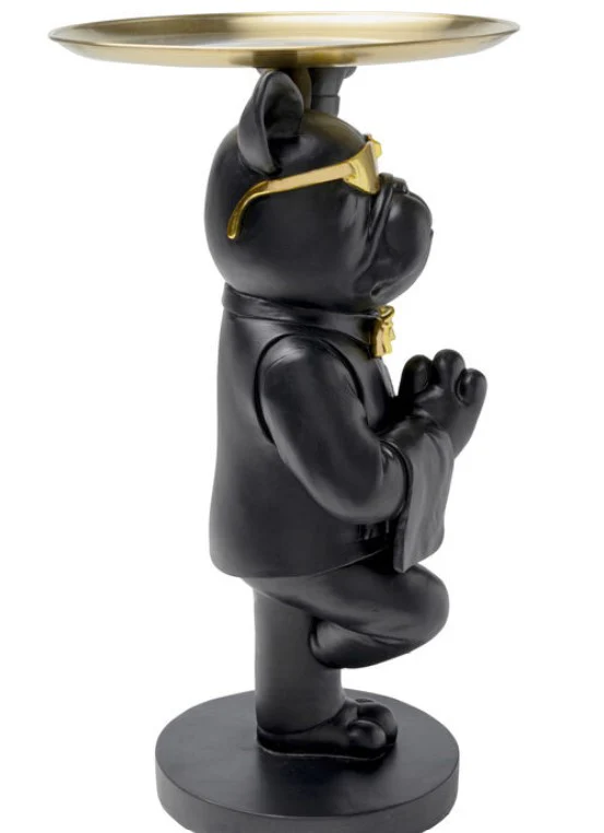 Side Table Cool Bulldog Tray Black 34x55cm
