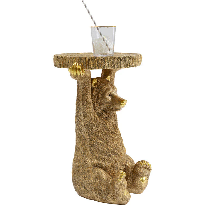Side Table Animal Bear Gold 35x34cm
