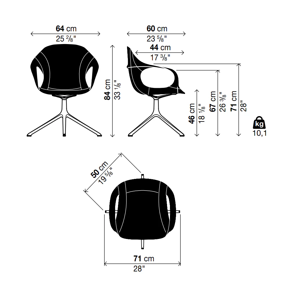 ELEPHANT Swivel Trestle Chair - Hide Upholstered Seat
