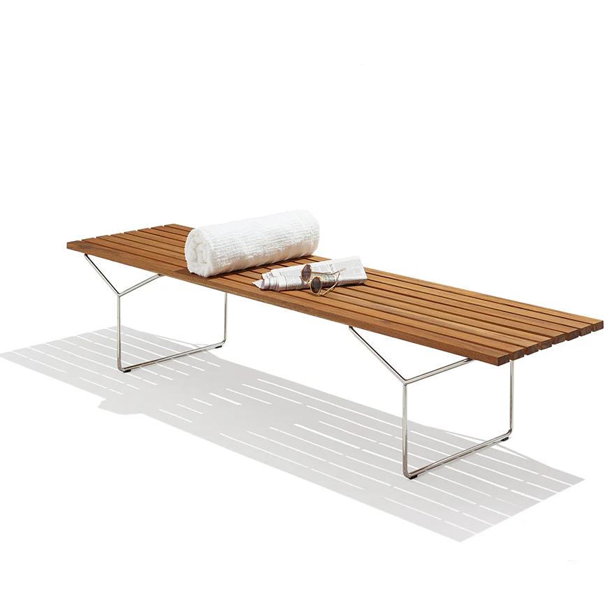 Bertoia Bench with Teak Slats