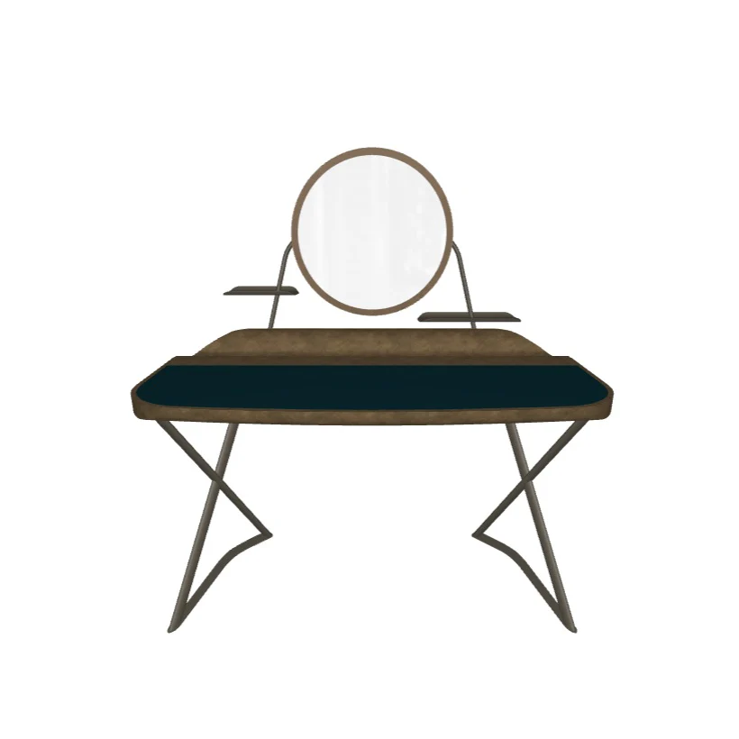 COCOON TROUSSE Leather Desk with Mirror Frame