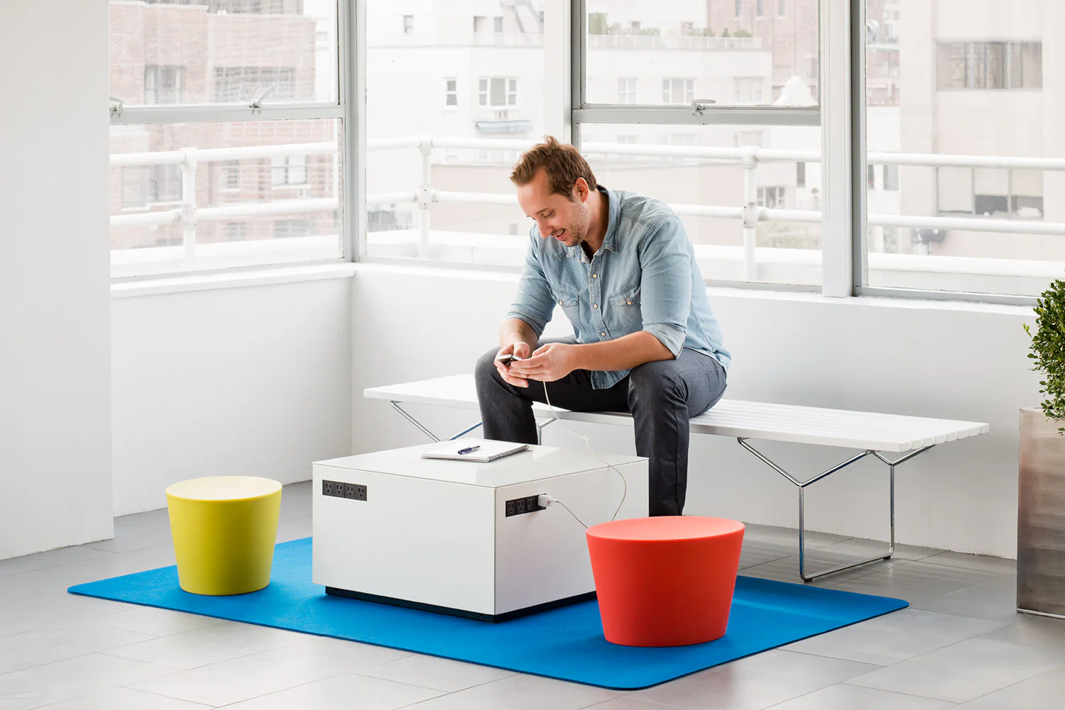 Bertoia Bench with Painted Slats