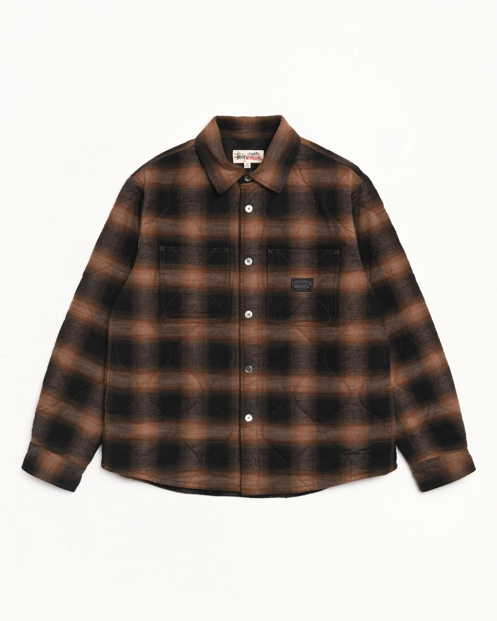 QUILTED PLAID SHIRT JACKET