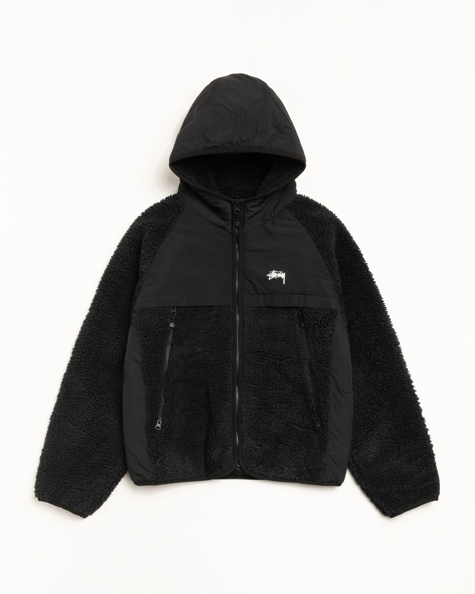 SHERPA PANELED HOODED JACKET
