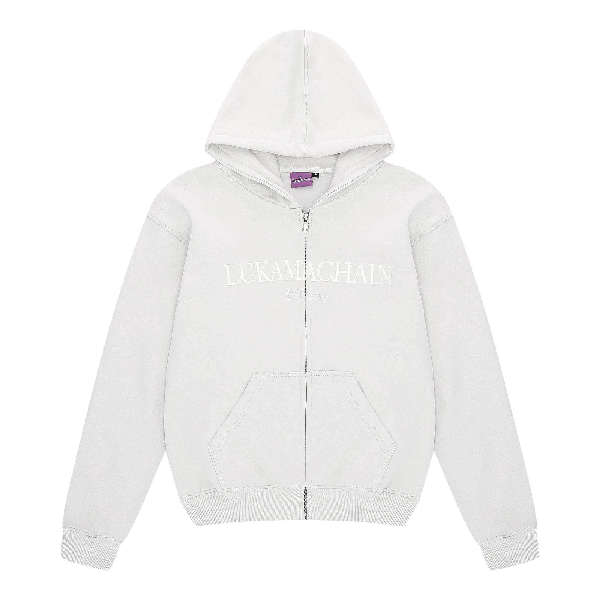 Essential Zip Up Hoodie Light Gray
