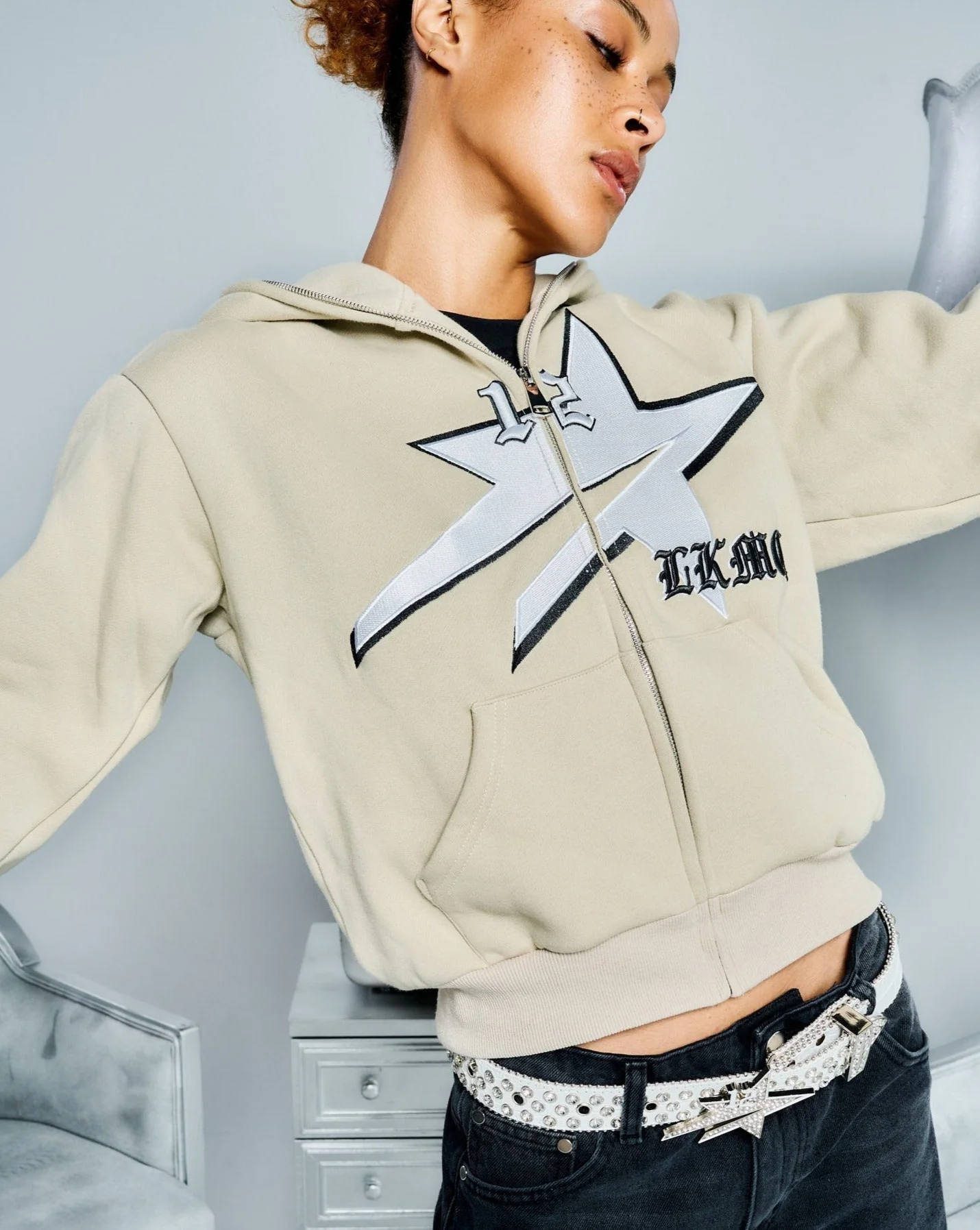 StarBoy Beige Full Zip Hoodie