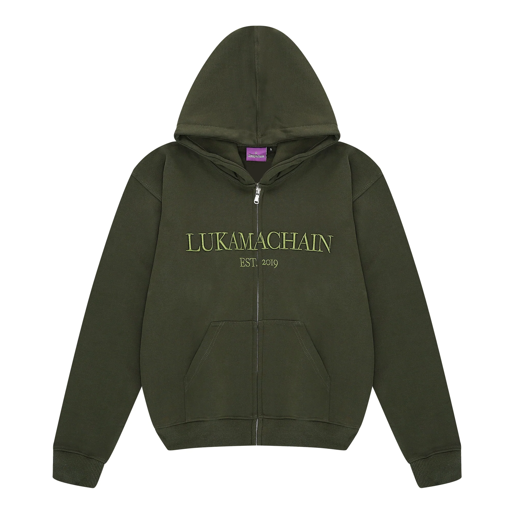 Essential Hoodie Zip Up Army Green