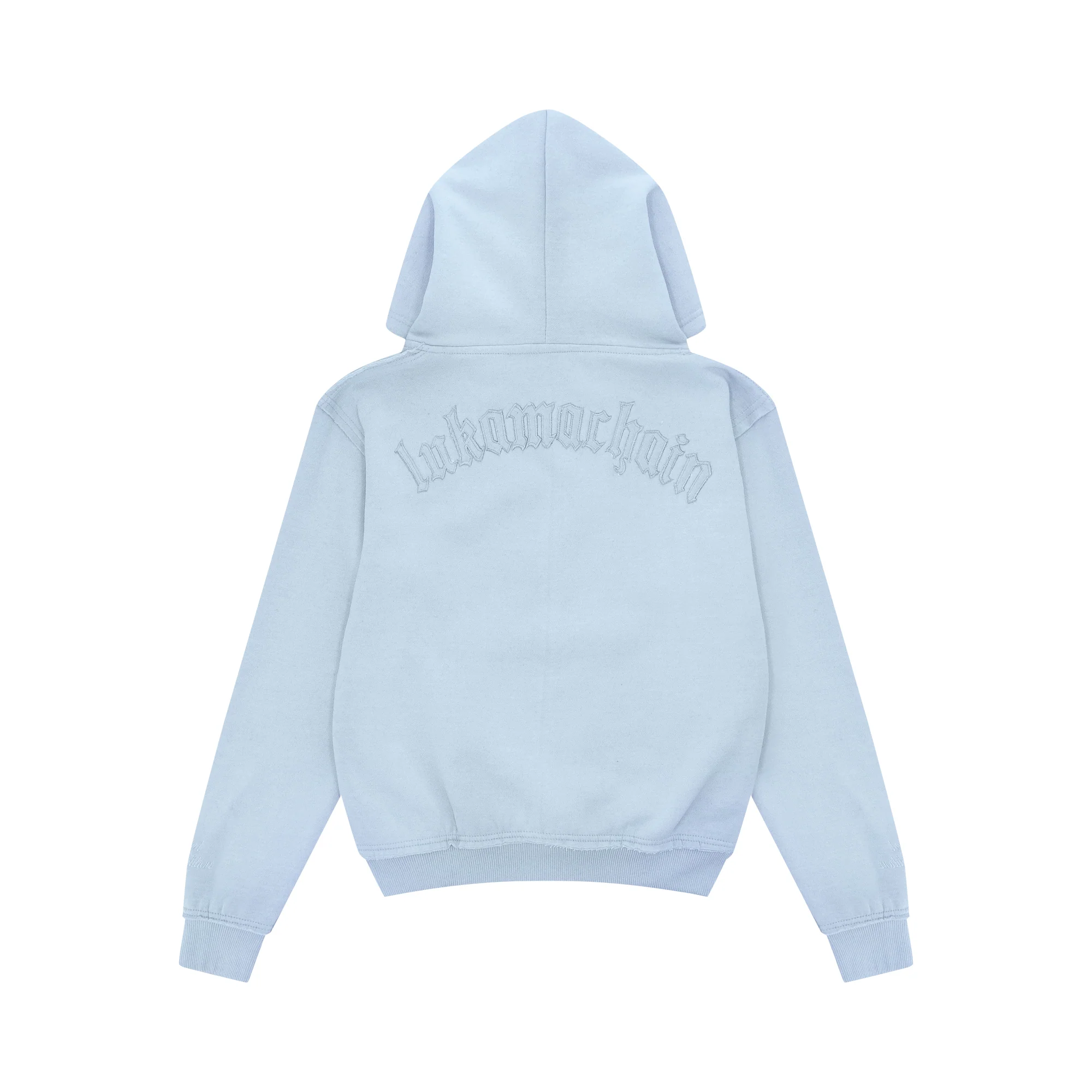 Distressed Zip Hoodie Baby Blue