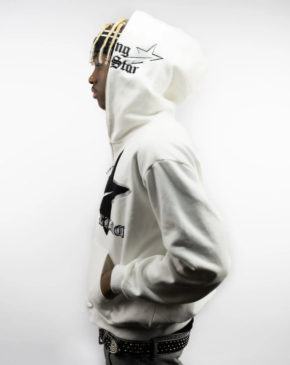StarBoy white Full Zip Hoodie