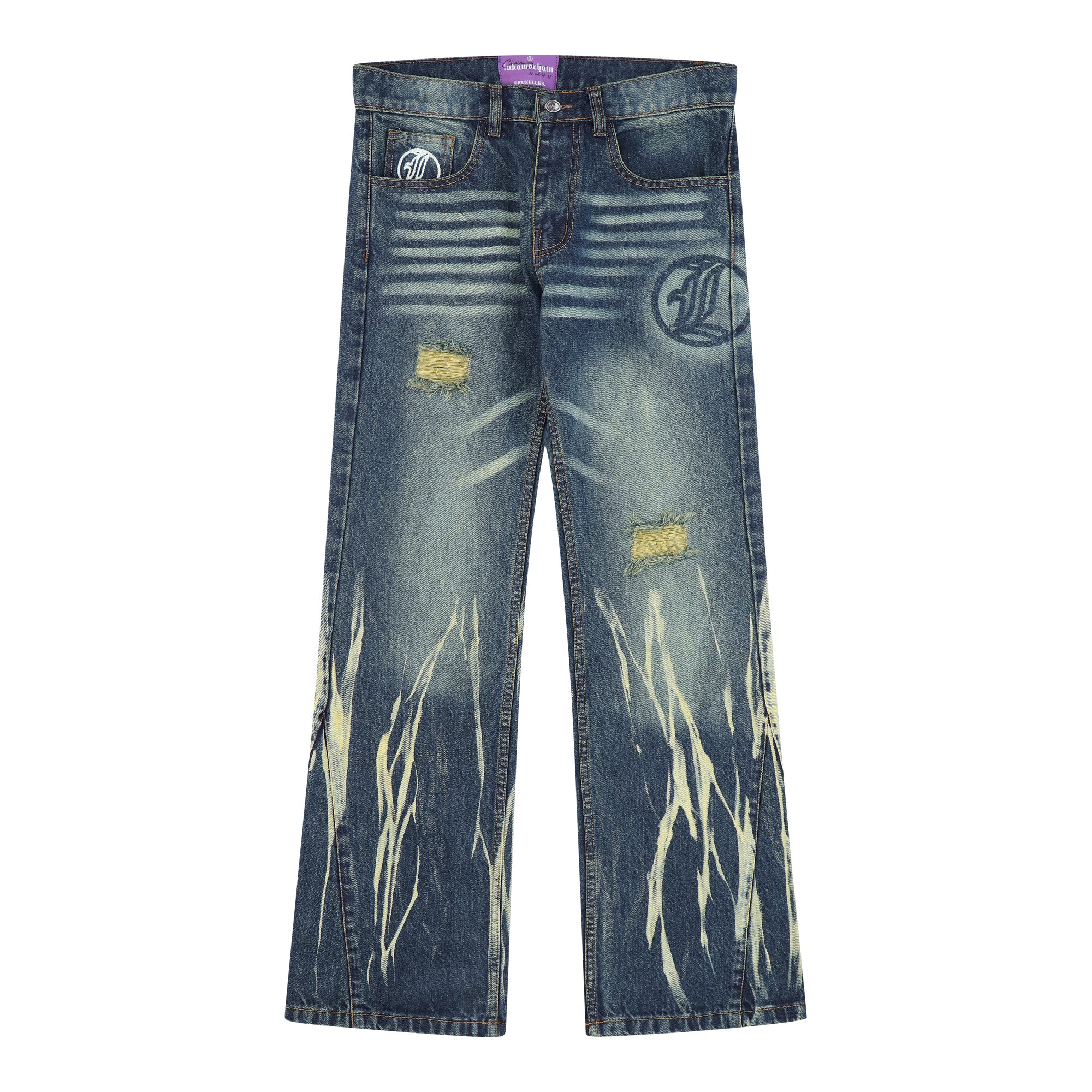 Flared Jeans Series  - Blue Yellow