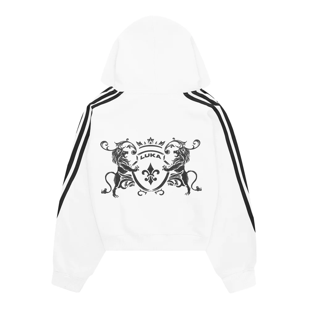 Zip Hoodie Striped - White