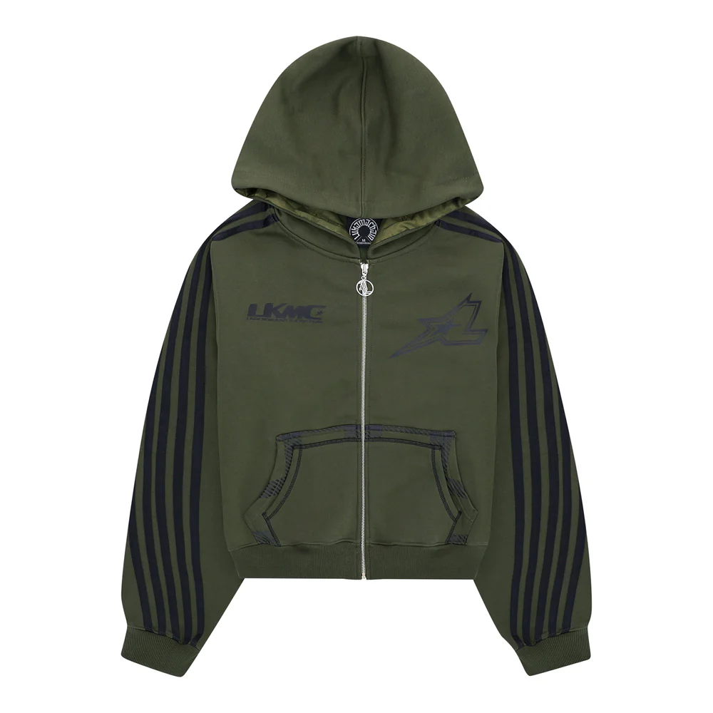 Zip Hoodie Striped - Army Green