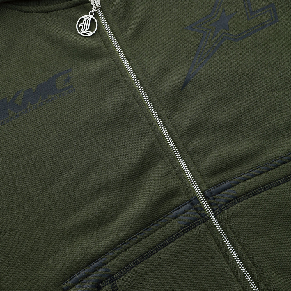 Zip Hoodie Striped - Army Green